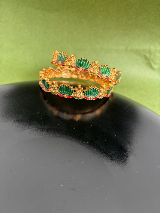 Lakshmi lotus bangles (set of 2)
