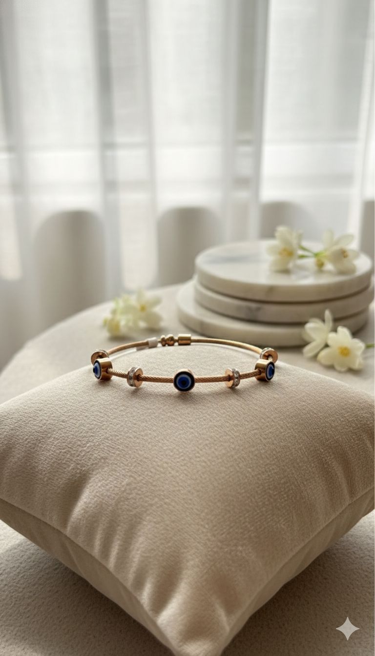 Anti-tarnish Kada evil eye pattern magnetic