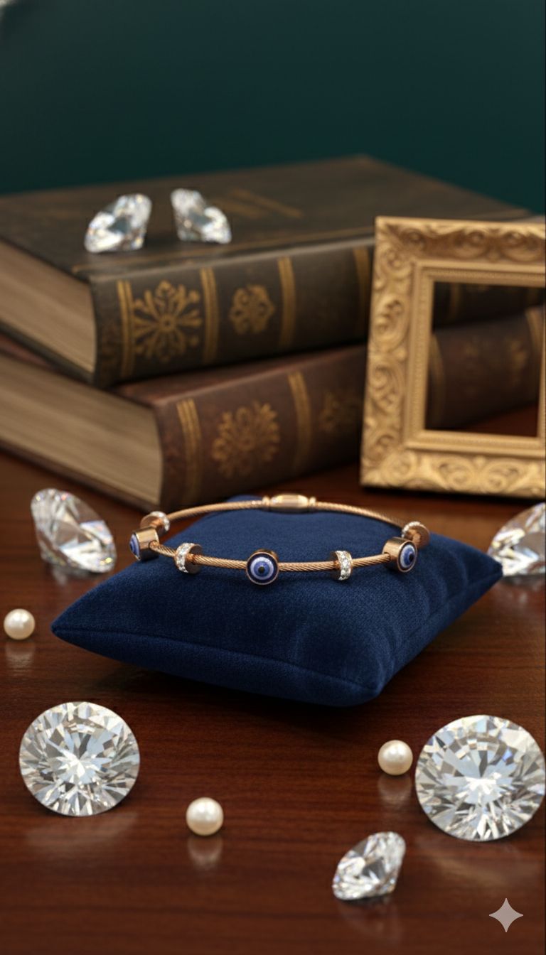 Anti-tarnish Kada evil eye pattern magnetic