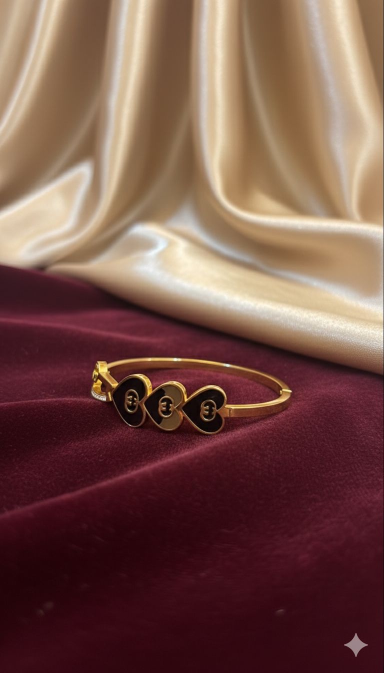 Anti-tarnish Black and white love pattern openable kada